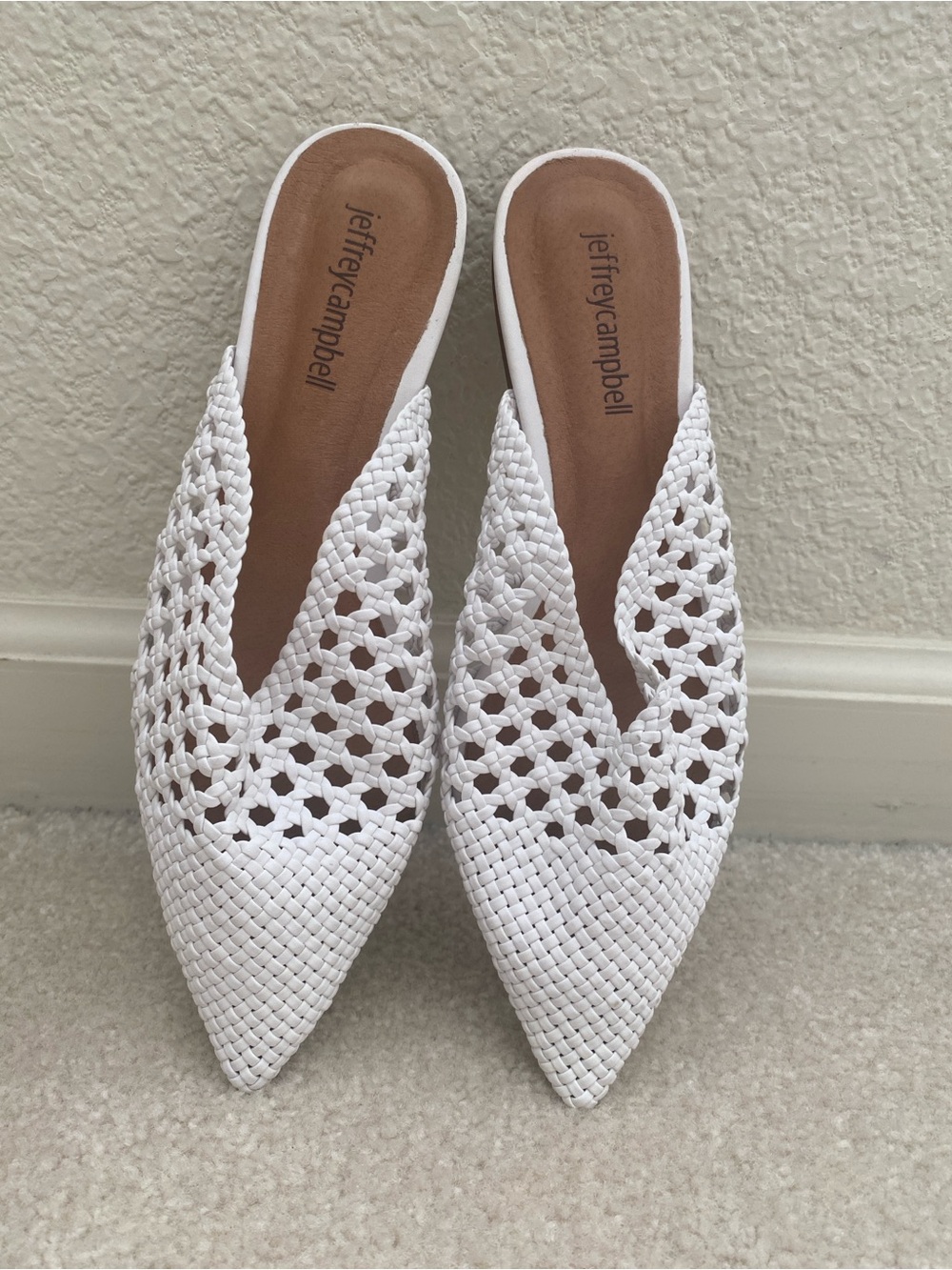 Jeffrey Campbell White Woven Pointed Sandals